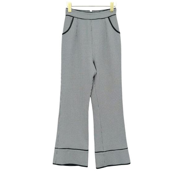 Finders Keepers Black & White Houndstooth Flare Crop Corpcore Career Pants - Picture 1 of 9